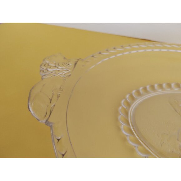 EAPG Gillinder Frosted Lion Oval Platter, handled. 13" x 9" - Picture 5 of 16